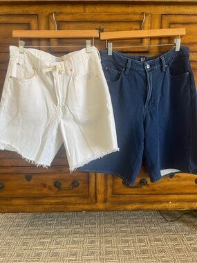 GAP High-Rise Denim Shorts Bundle - White and Navy